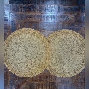 Tahari Home Beaded Set Of 2 Placemats 15” Round Gold Holliday Christmas NWT
